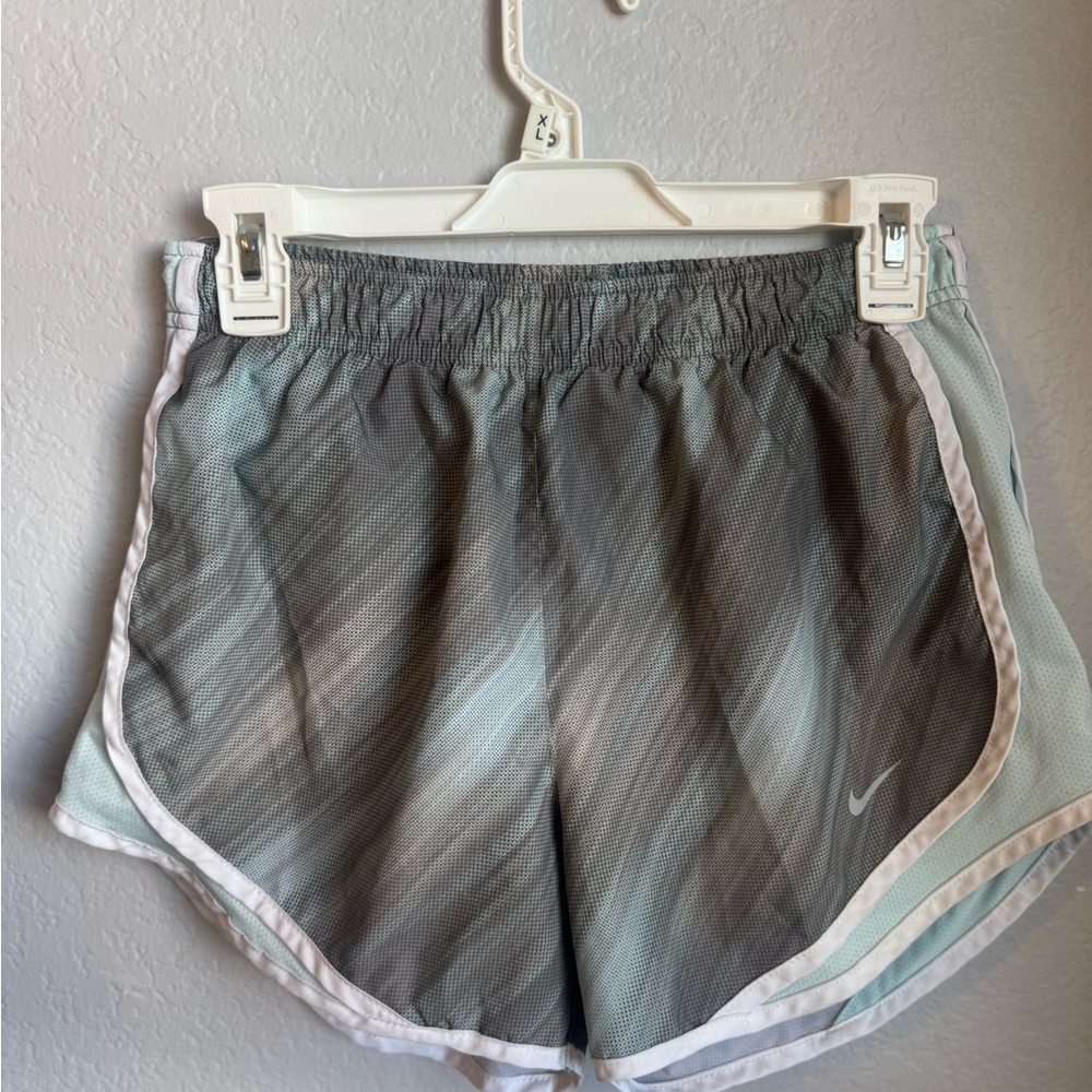 Nike Women's Gray and Baby blue Athletic Shorts